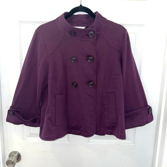 CAbi Jackets & Blazers - CAbI Purple Double-breasted Cotton Topper Jacket Medium